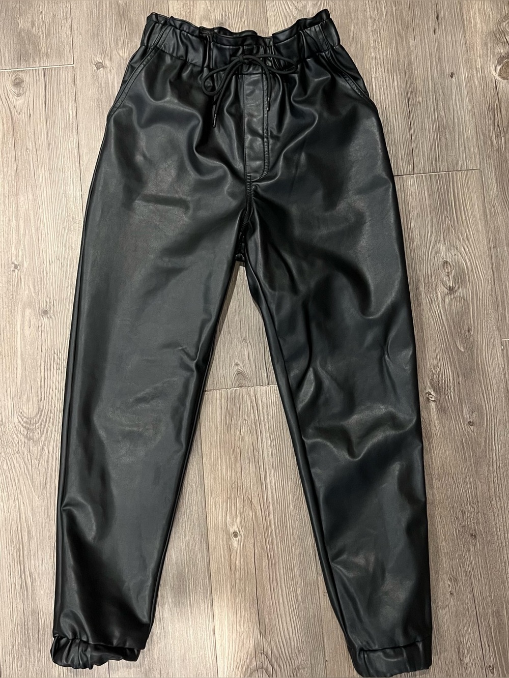 Abercrombie Faux Leather Black Joggers!